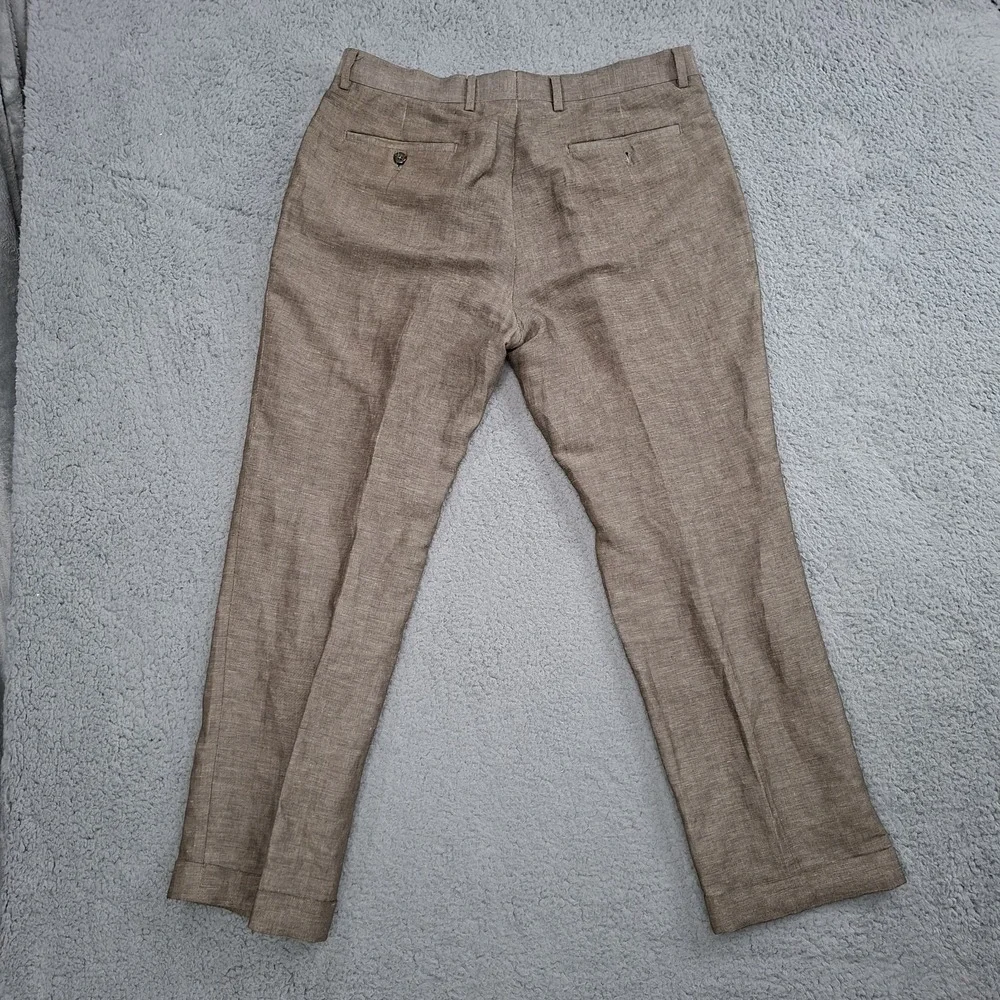 Louis Raphael Tailored‎ Pants 35x30 Woven Linen Blend Pleated Cuffed Breathable